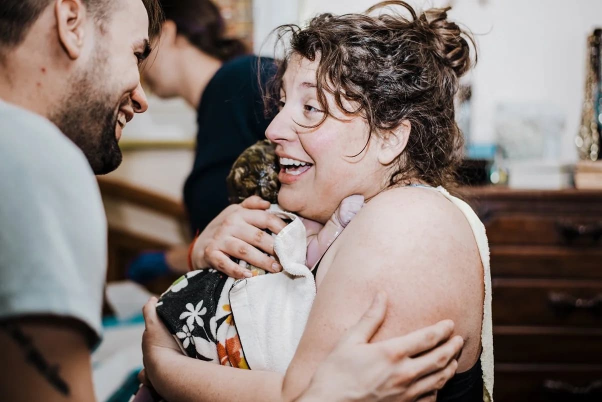 Water running as the birth pool is prepared