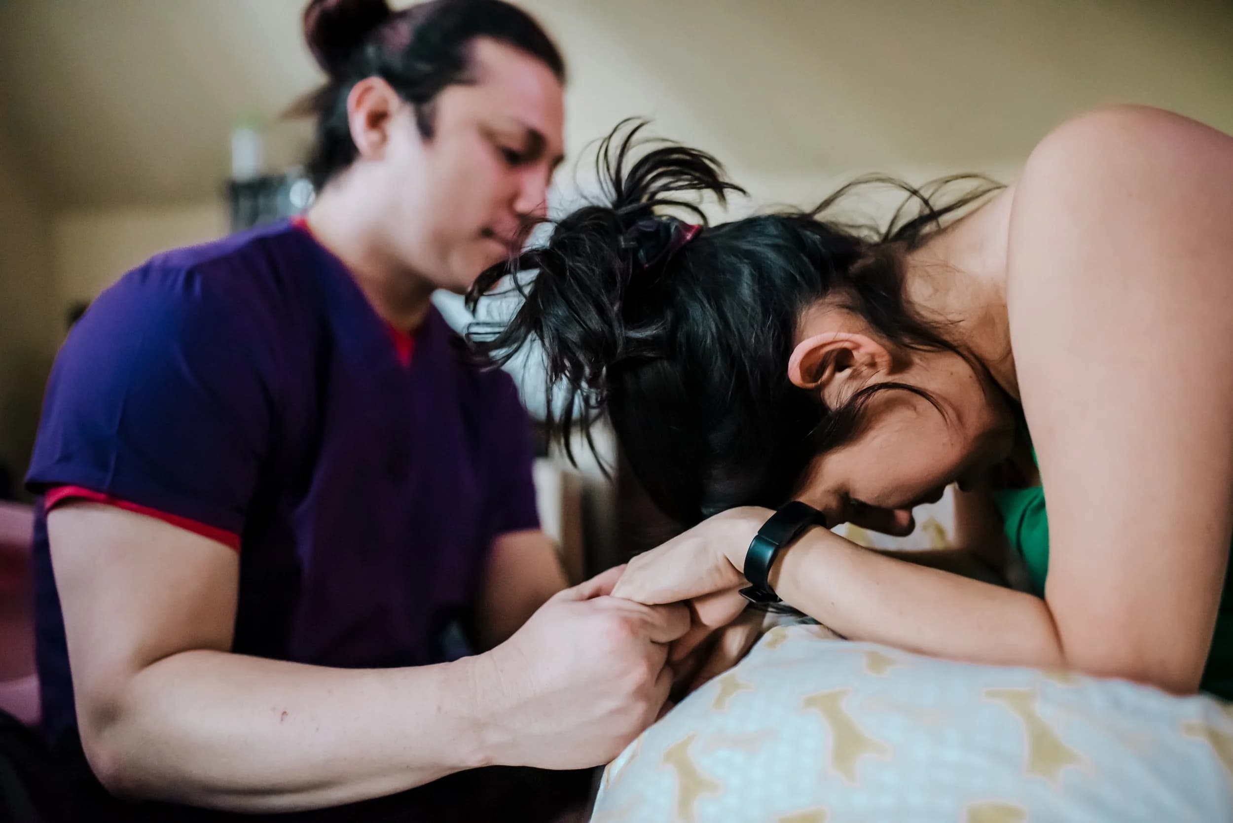 Swaying through a powerful contraction with eyes closed