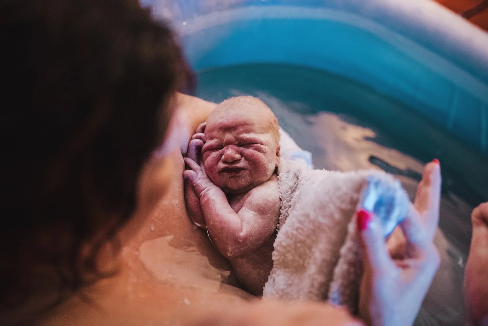 Laboring mother finding comfort in movement