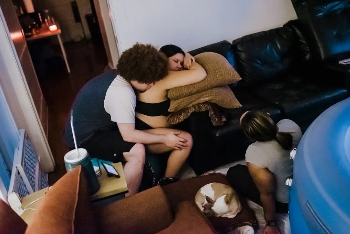 Laboring in water, surrounded by the safety of home