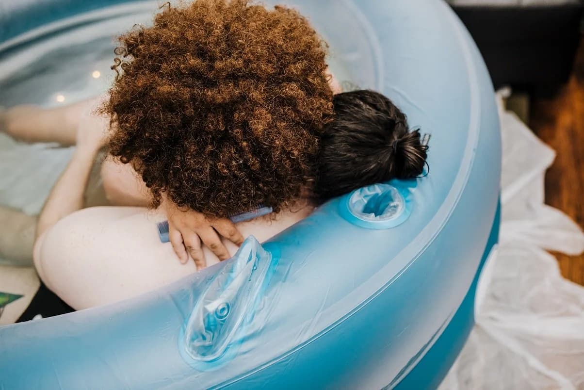 Crowning in the water — almost there